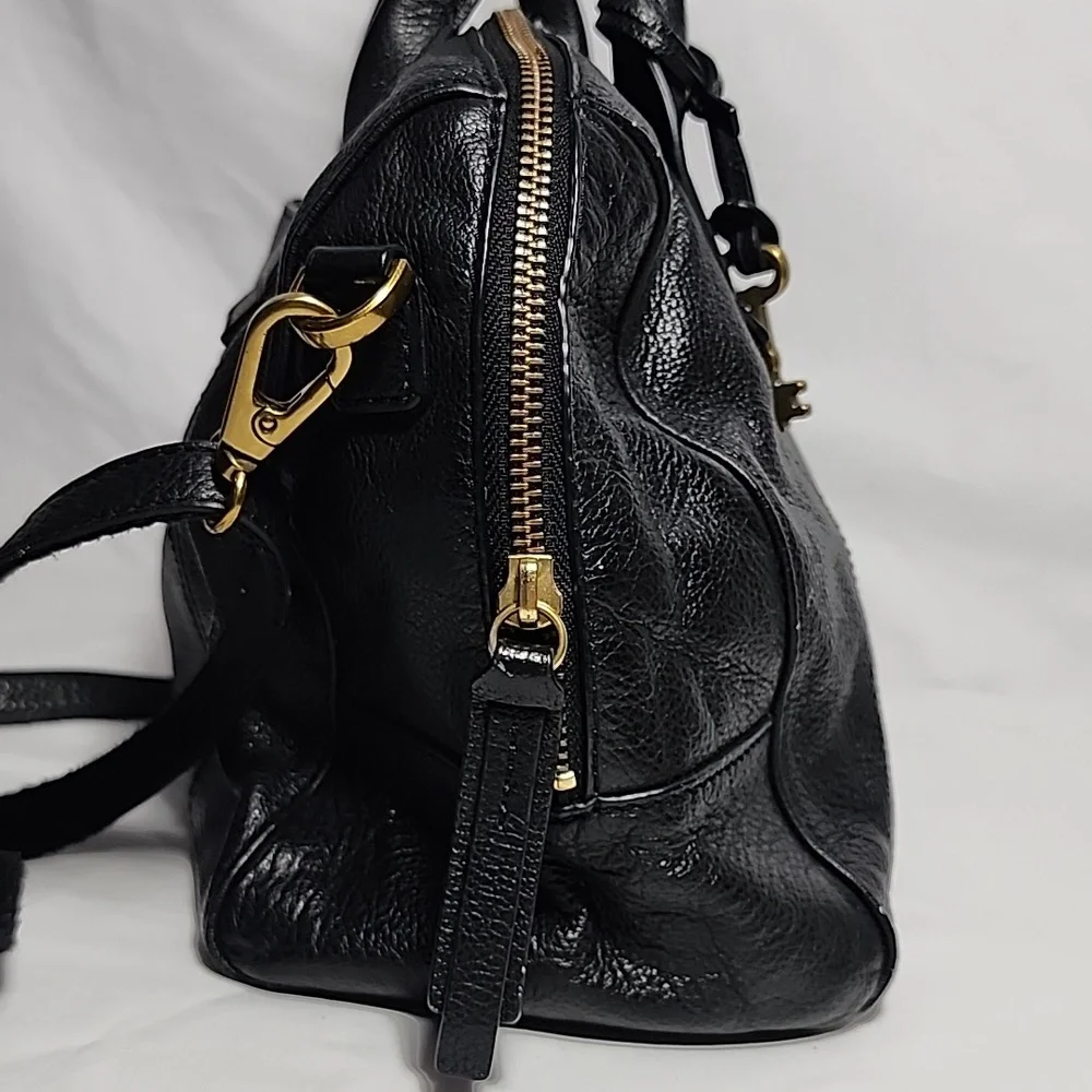 Fossil Jori‎ Black Leather Mini Satchel Handbag Purse Vintage Hobo Crossbody
